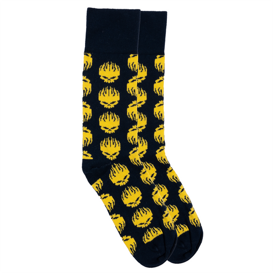 Flaming Skull Socks Black